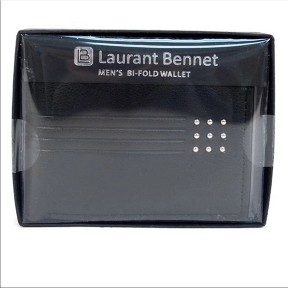 NWT Bifold Stud Men’s Leather Wallet (Black) - Picture 3 of 4